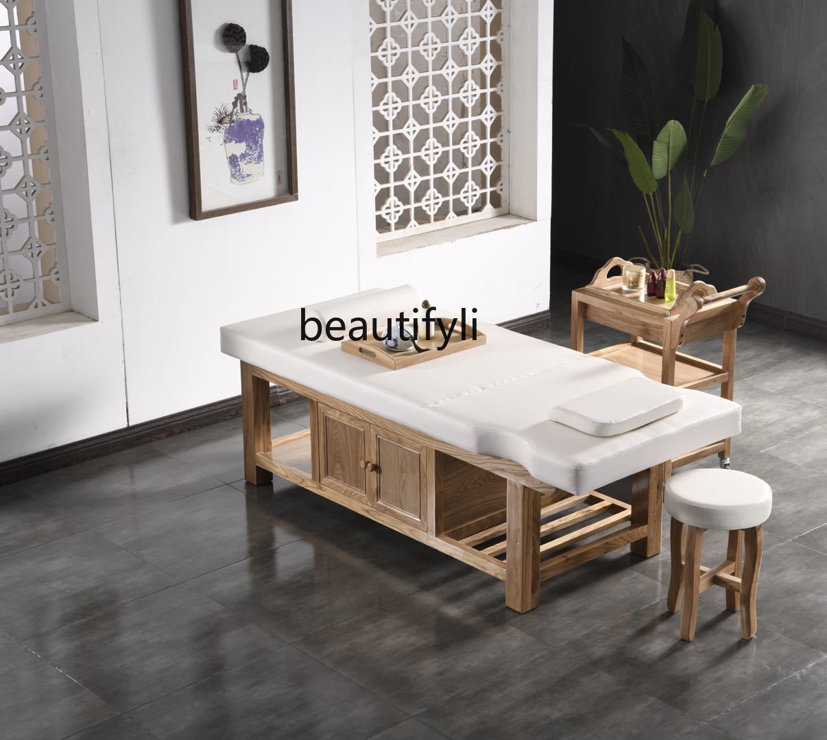 Solid Wood Facial Bed Massage Couch Thai Spa Bed Beauty Salon Massage Bed Solid Wood Facial Bed Massage Couch Thai Spa Bed Beauty Salon Massage Bed