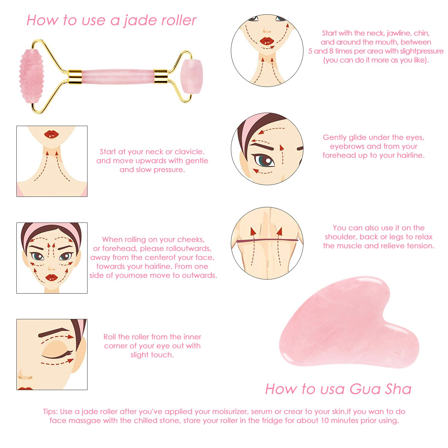 Natural Rose Quartz Jade Eye Mask Gouache Scraper Face Massage Roller Crystal Stone Cold Therapy Sleep Eye Cover Massage Tool