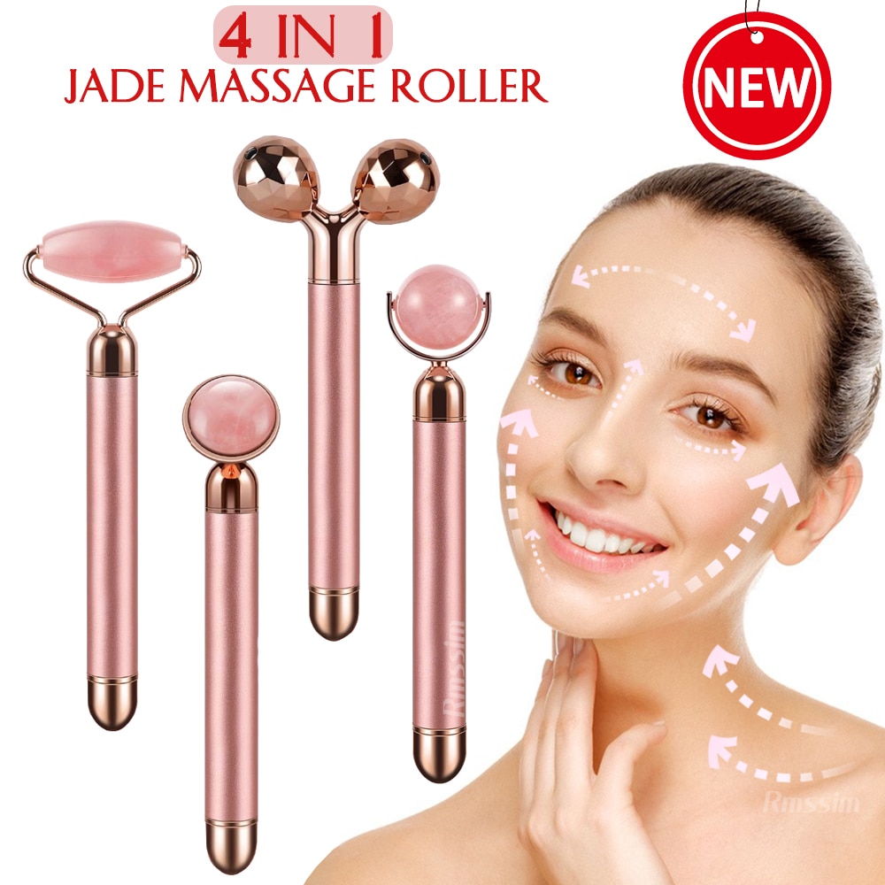 New Electric Vibrating Jade Roller Massager For Slimming Face Lifting Rose Quartz 3D Roller Stone Facial Skin Care Beauty Tool New Electric Vibrating Jade Roller Massager For Slimming Face Lifting Rose Quartz 3D Roller Stone Facial Skin Care Beauty Tool