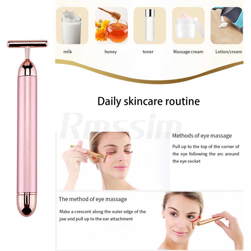 New Electric Vibrating Jade Roller Massager For Slimming Face Lifting Rose Quartz 3D Roller Stone Facial Skin Care Beauty Tool