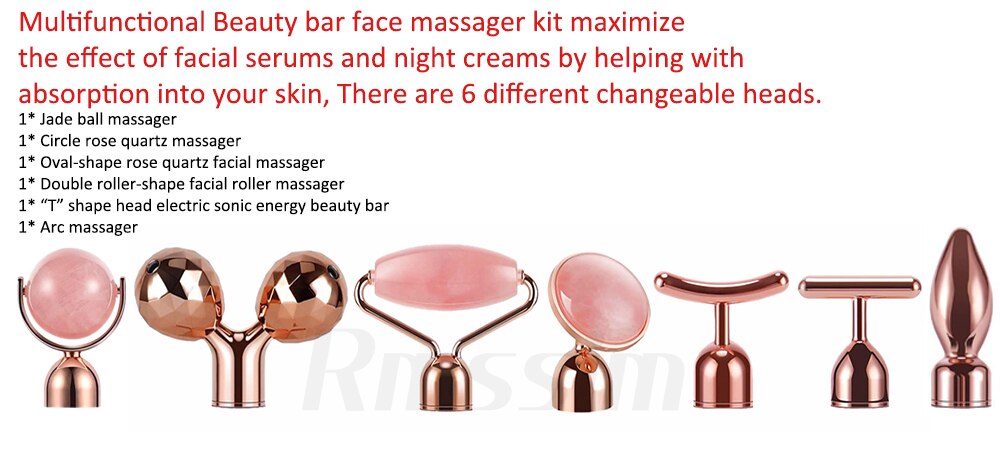 New Electric Vibrating Jade Roller Massager For Slimming Face Lifting Rose Quartz 3D Roller Stone Facial Skin Care Beauty Tool
