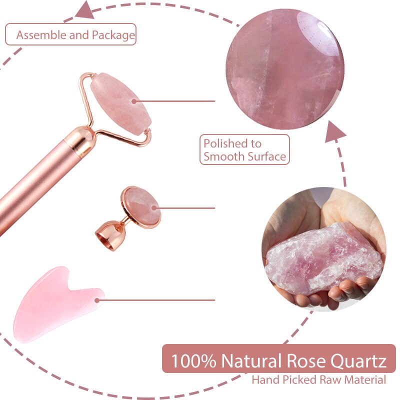 New Electric Vibrating Jade Roller Massager For Slimming Face Lifting Rose Quartz 3D Roller Stone Facial Skin Care Beauty Tool