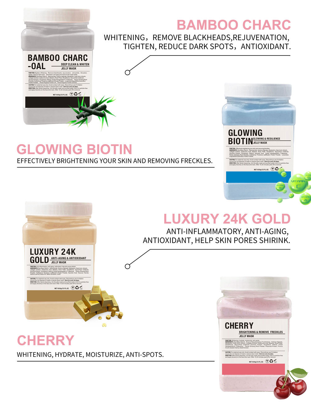 650g Vampire Soft SPA Hydro Jelly Mask Powder Anti-aging Brighten Peel Off DIY Facial Mask Crystal Flower Petal Rose Mask Powder