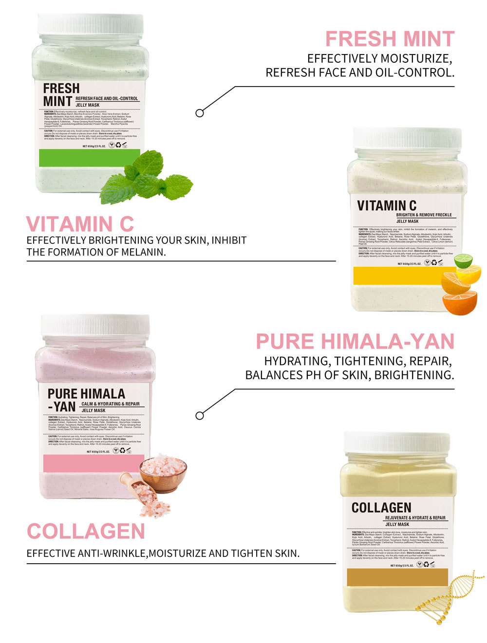 650g Vampire Soft SPA Hydro Jelly Mask Powder Anti-aging Brighten Peel Off DIY Facial Mask Crystal Flower Petal Rose Mask Powder