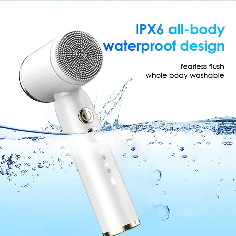 6 In 1 Ultrasonic Facial Cleansing Brush Electric Auto Rotating Waterproof Face Skin Acne Pore Cleaner Blackhead Removal Machine