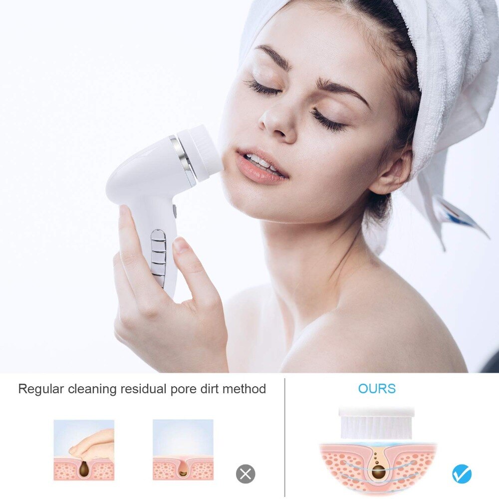 4 In 1 Electric Women 100% Safe Wash Facial Cleansing Brush IPX6 USB Female Electric Face Cleaning Apparatus Nu Face Skin Care 4 In 1 Electric Women 100% Safe Wash Facial Cleansing Brush IPX6 USB Female Electric Face Cleaning Apparatus Nu Face Skin Care