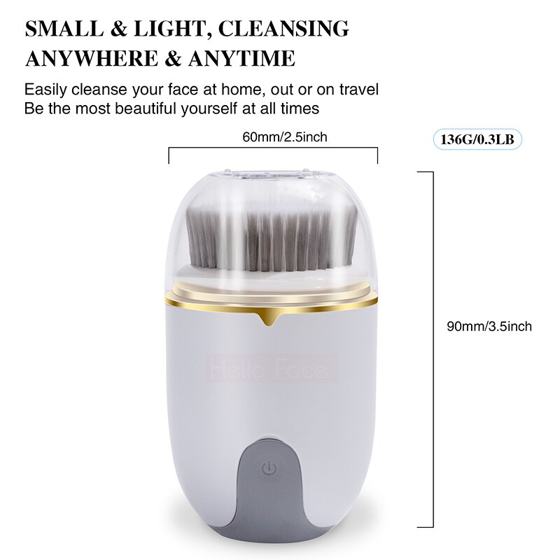 Hello Face ultrasonic Facial Cleanser Brush Electric Cleansing Face Brush 360 Rotate Automatic Brush Machine Deep Clean Tool