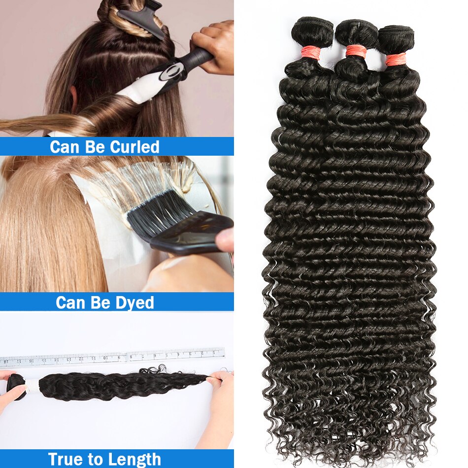 Luvin 30 40 Inch Loose Deep Wave Bundles Human Hair 100% Brazilian Remy Hair Curly Water Wave 3 4 Bundles  deal Wholesale