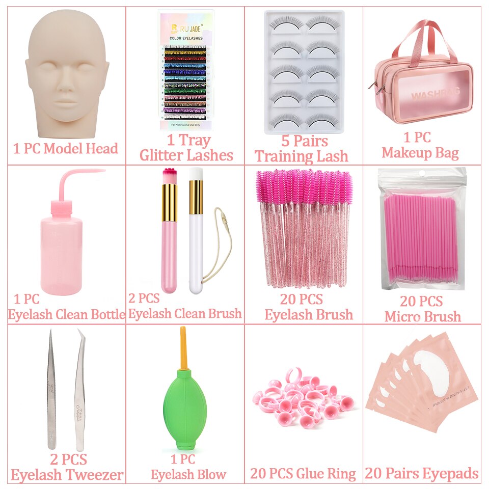 Professional Eyelash Extension Kit Set for Beginner Practice Eyepad Model Head Brush Tweezer Glue Ring Grafting Eyelash Kit Tool Professional Eyelash Extension Kit Set for Beginner Practice Eyepad Model Head Brush Tweezer Glue Ring Grafting Eyelash Kit Tool