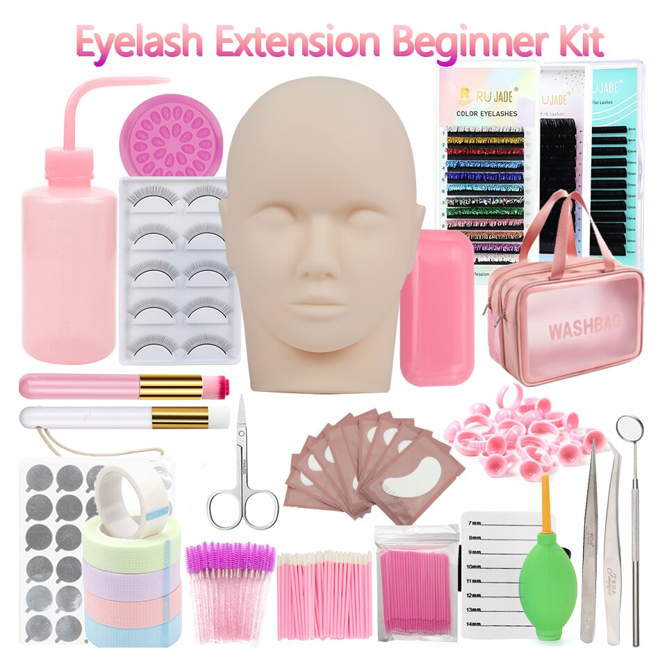 Professional Eyelash Extension Kit Set for Beginner Practice Eyepad Model Head Brush Tweezer Glue Ring Grafting Eyelash Kit Tool Professional Eyelash Extension Kit Set for Beginner Practice Eyepad Model Head Brush Tweezer Glue Ring Grafting Eyelash Kit Tool