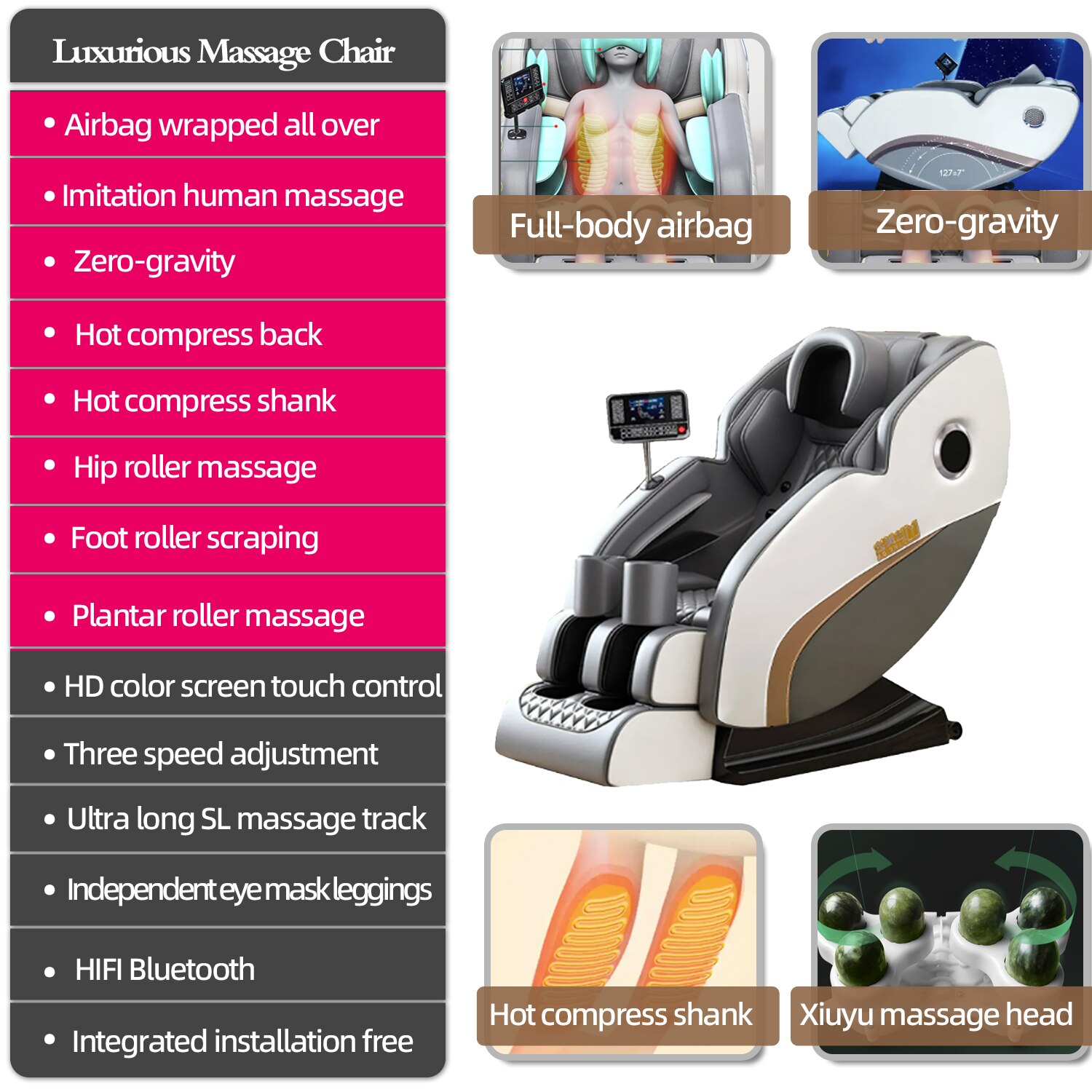 Newest Full Body 4D Electric Luxury Massage Chair Deluxe Zero-gravty Jade Massage Chair Sofa Home Office Furniture Recliner Newest Full Body 4D Electric Luxury Massage Chair Deluxe Zero-gravty Jade Massage Chair Sofa Home Office Furniture Recliner
