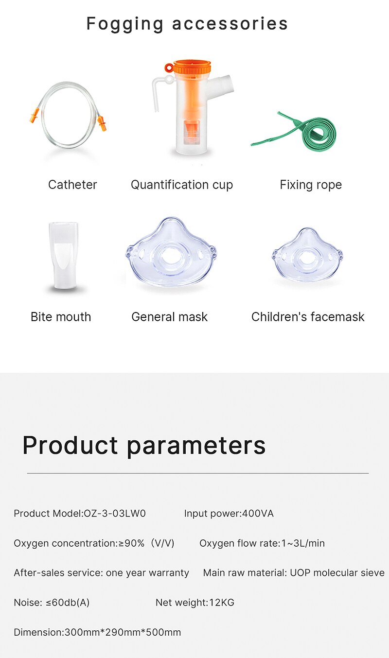 3L Mini Oxygenerator Portable For Household Outdoor Travel 90% Concentration Oxygen Generation Nebulization Integrated Machine