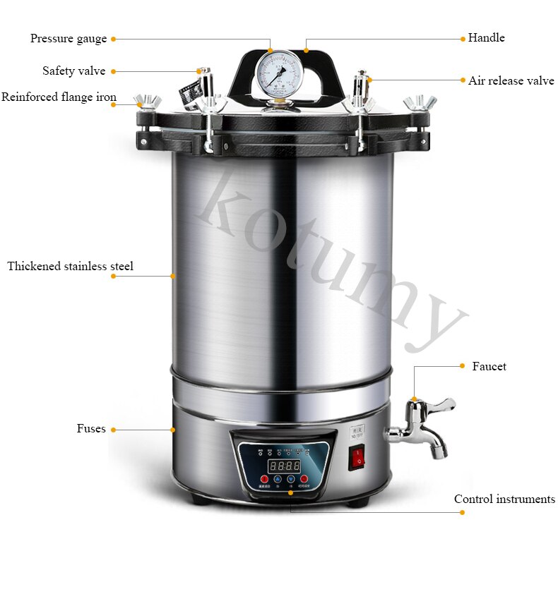 Stainless Steel Automatic Steam Sterilizer Autoclave Pot Laboratory Medical Vertical Sterilization Pot