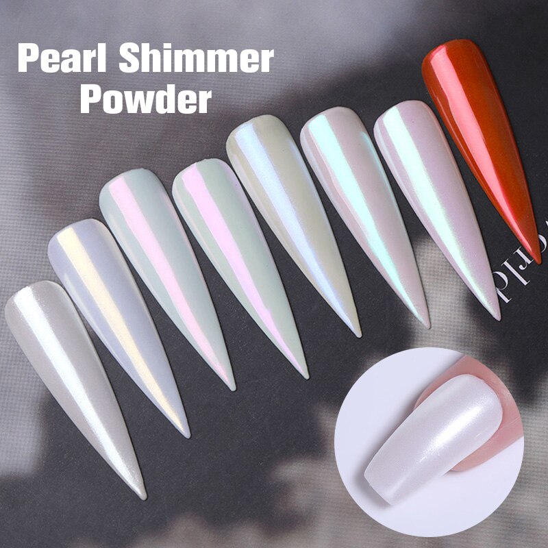 Pearl Glitter Nail Powder Aurora Mirror Rub Chrome Pigment White Purple Neon Powder Manicure Gel Polish Dust Nail Art Decoration Pearl Glitter Nail Powder Aurora Mirror Rub Chrome Pigment White Purple Neon Powder Manicure Gel Polish Dust Nail Art Decoration