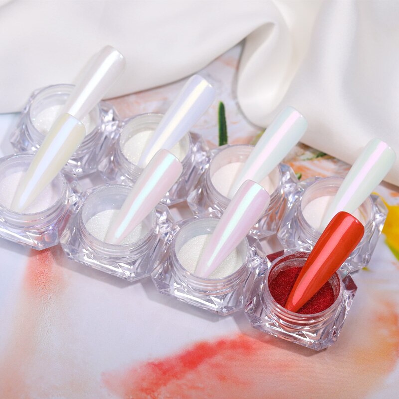 Pearl Glitter Nail Powder Aurora Mirror Rub Chrome Pigment White Purple Neon Powder Manicure Gel Polish Dust Nail Art Decoration Pearl Glitter Nail Powder Aurora Mirror Rub Chrome Pigment White Purple Neon Powder Manicure Gel Polish Dust Nail Art Decoration