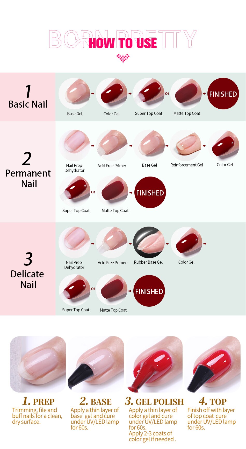 BORN PRETTY 65Pcs/Set 10ml Nail Gel Polish Spring Color Glitter Sequins Varnish Soak Off UV Nail Art Gel Full Kits