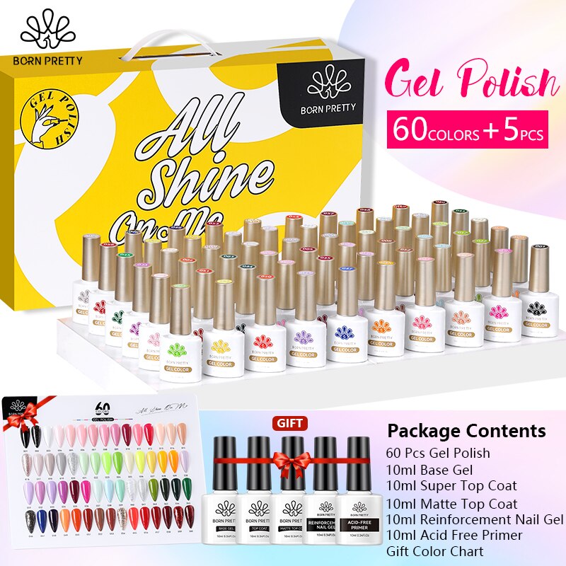 BORN PRETTY 65Pcs/Set 10ml Nail Gel Polish Spring Color Glitter Sequins Varnish Soak Off UV Nail Art Gel Full Kits BORN PRETTY 65Pcs/Set 10ml Nail Gel Polish Spring Color Glitter Sequins Varnish Soak Off UV Nail Art Gel Full Kits