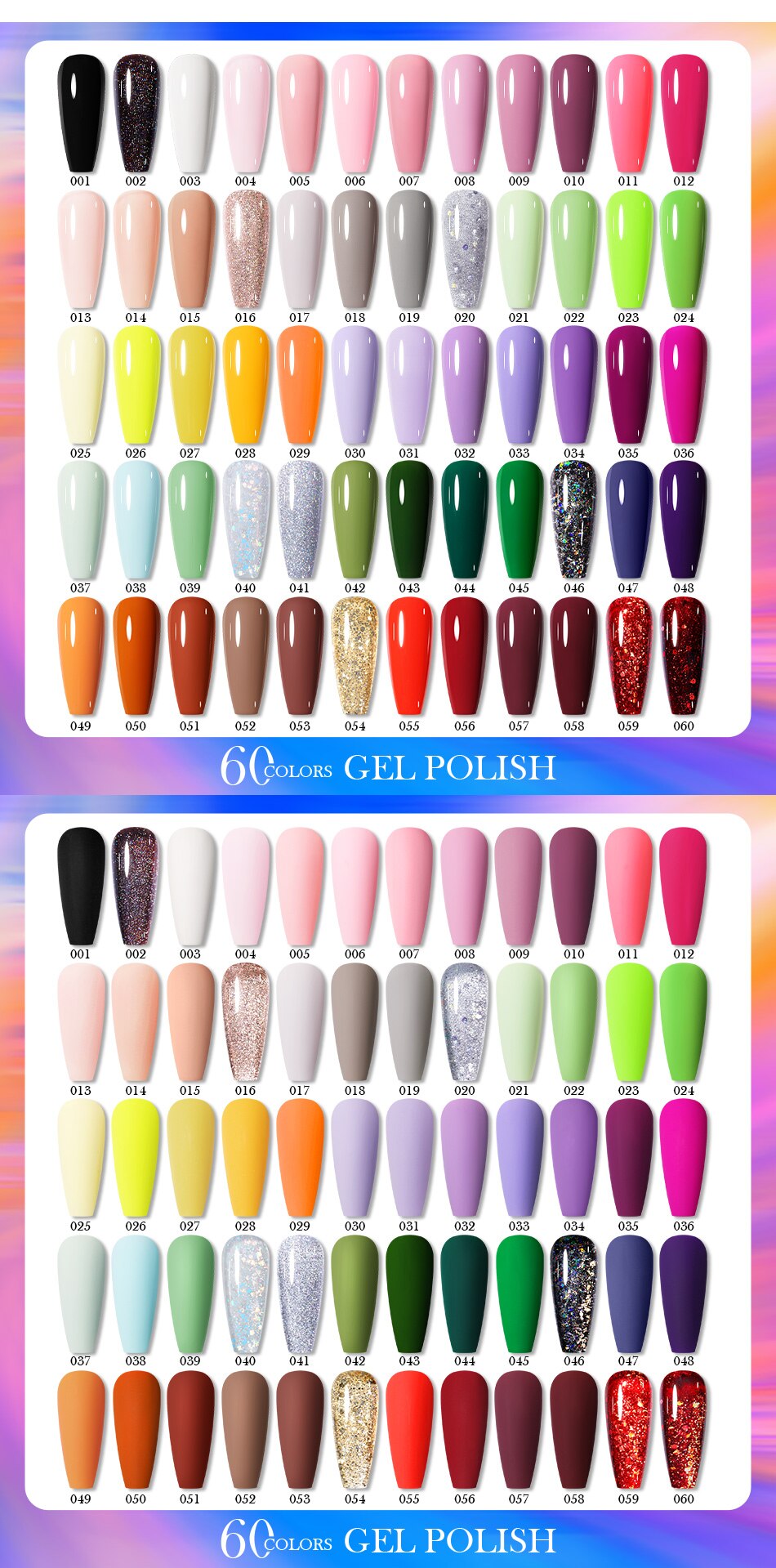 BORN PRETTY 65Pcs/Set 10ml Nail Gel Polish Spring Color Glitter Sequins Varnish Soak Off UV Nail Art Gel Full Kits