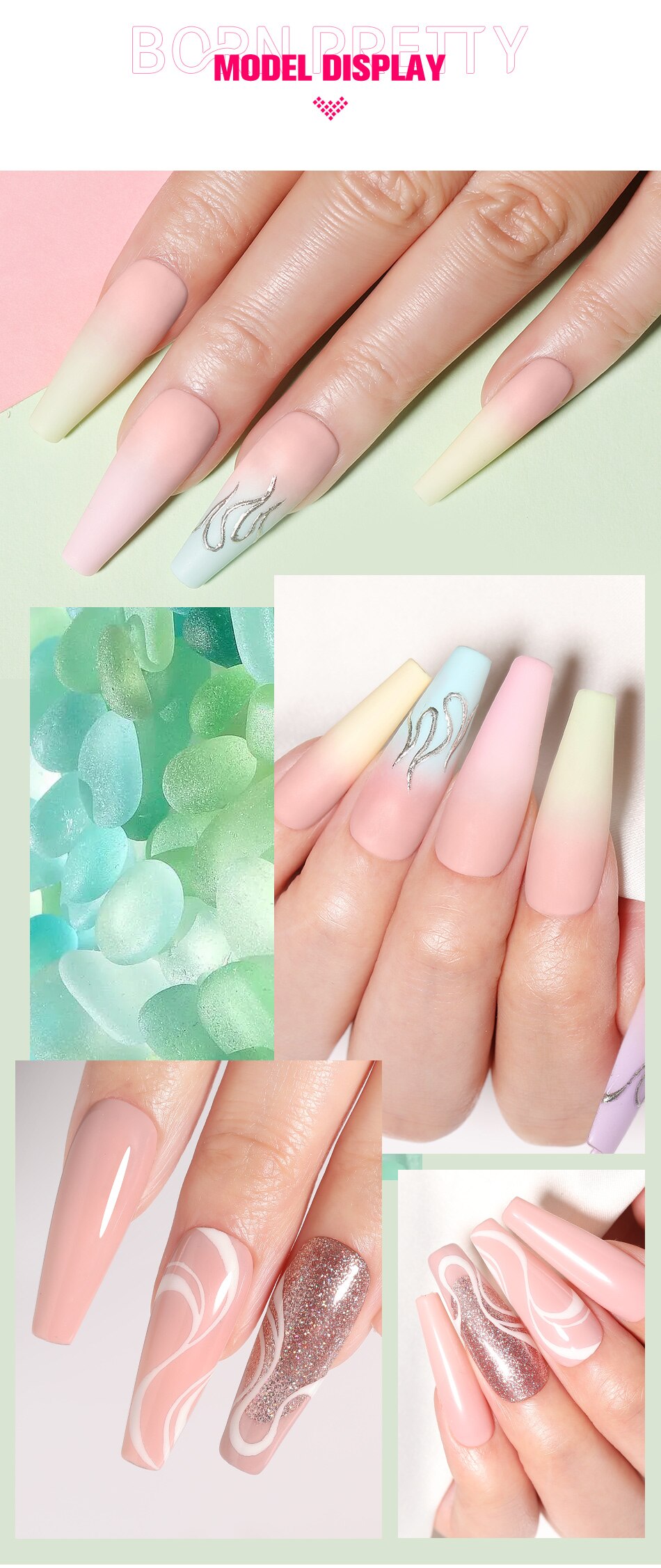 BORN PRETTY 65Pcs/Set 10ml Nail Gel Polish Spring Color Glitter Sequins Varnish Soak Off UV Nail Art Gel Full Kits