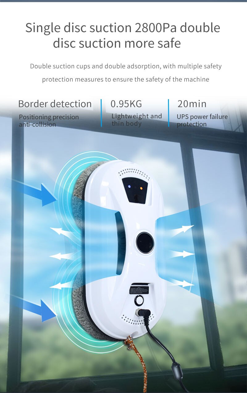 2023 Borderless Turn Back With Remote Control Smart Faster Cleaning Speed Window Cleaner Robot Vacuum Glass Robotic
