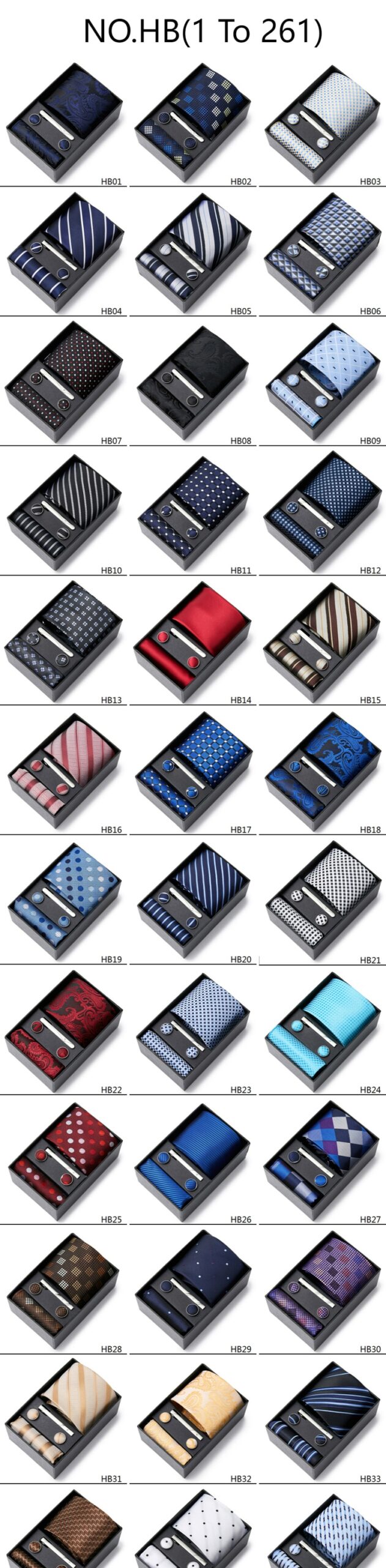 100% Silk Brand Tie Handkerchief Cufflink Set For Men Necktie Holiday Gift Box Blue Gold Suit Accessories Slim Wedding Gravatas