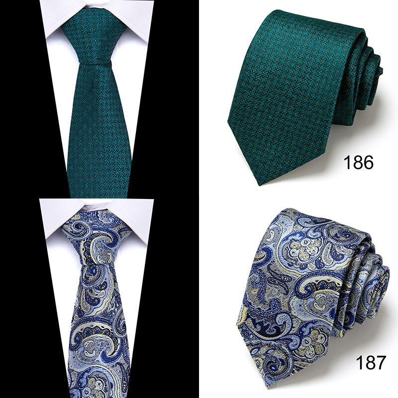 New Style Fashion Men's Tie 7.5cm Blue Necktie Green & Orange Silk Gravatas For Men Paisley Floral Fit Wedding Workplace Slim
