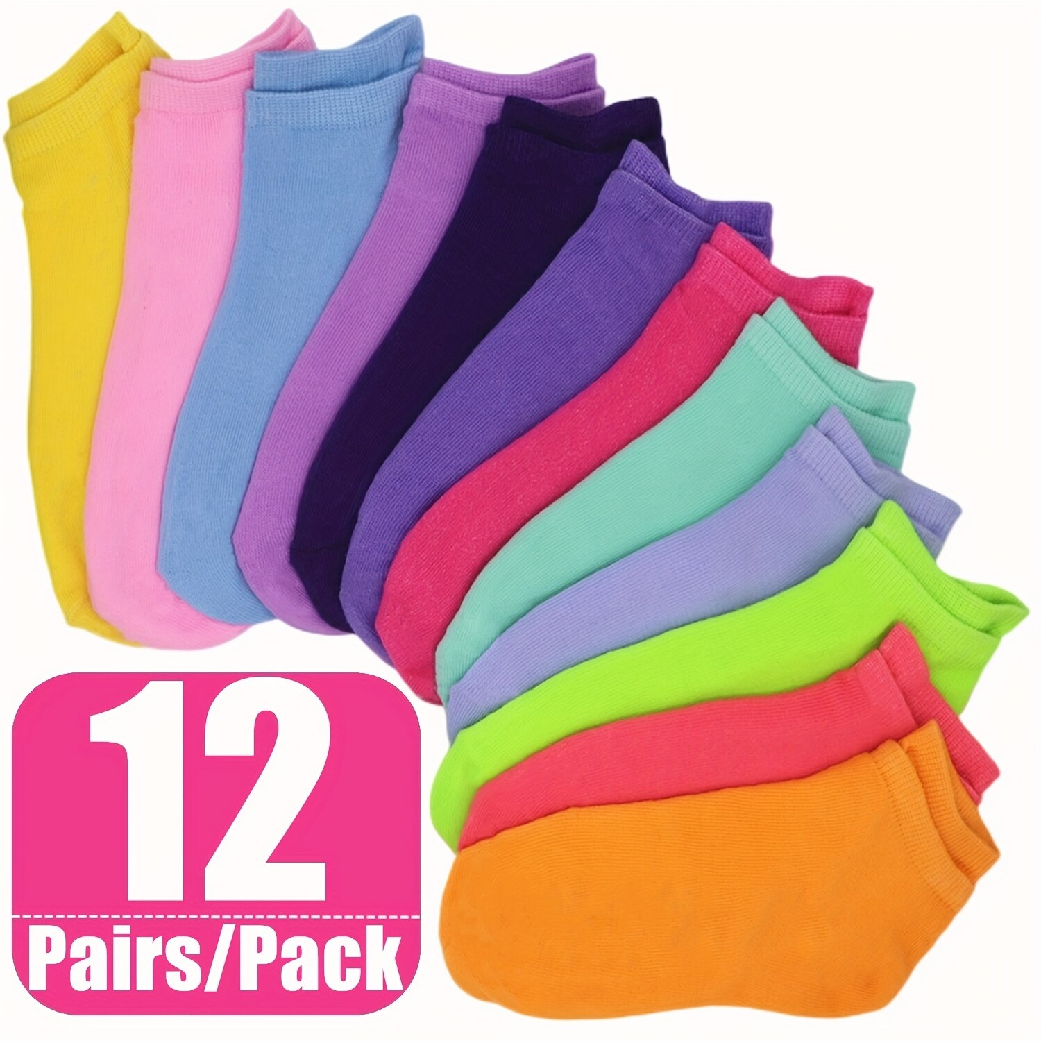 12 Pairs Women Socks Candy Color Ankle Sock Soft & Lightweight Low Cut Solid Color Boat Socks 12 Pairs Women Socks Candy Color Ankle Sock Soft & Lightweight Low Cut Solid Color Boat Socks