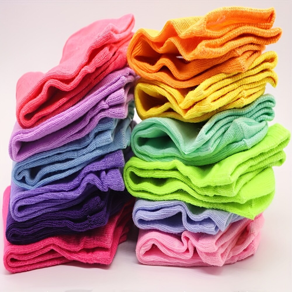 12 Pairs Women Socks Candy Color Ankle Sock Soft & Lightweight Low Cut Solid Color Boat Socks