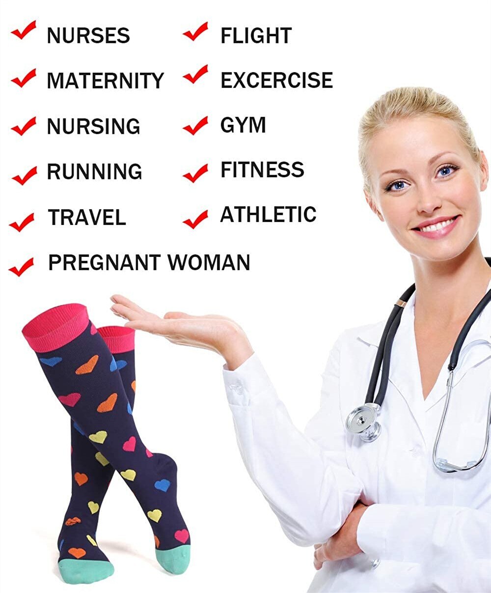 6 Pairs Compression Socks Men Women Running Sports Varicose Vein Edema Knee High 30 MmHg Leg Support Stretch Stocking 6 Pairs Compression Socks Men Women Running Sports Varicose Vein Edema Knee High 30 MmHg Leg Support Stretch Stocking