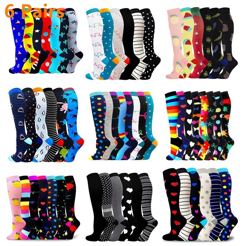 6 Pairs Compression Socks Men Women Running Sports Varicose Vein Edema Knee High 30 MmHg Leg Support Stretch Stocking 6 Pairs Compression Socks Men Women Running Sports Varicose Vein Edema Knee High 30 MmHg Leg Support Stretch Stocking