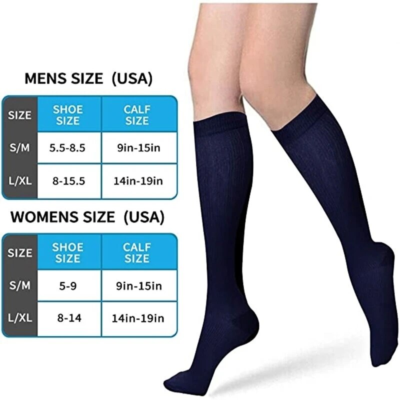 6 Pairs Compression Socks Men Women Running Sports Varicose Vein Edema Knee High 30 MmHg Leg Support Stretch Stocking 6 Pairs Compression Socks Men Women Running Sports Varicose Vein Edema Knee High 30 MmHg Leg Support Stretch Stocking