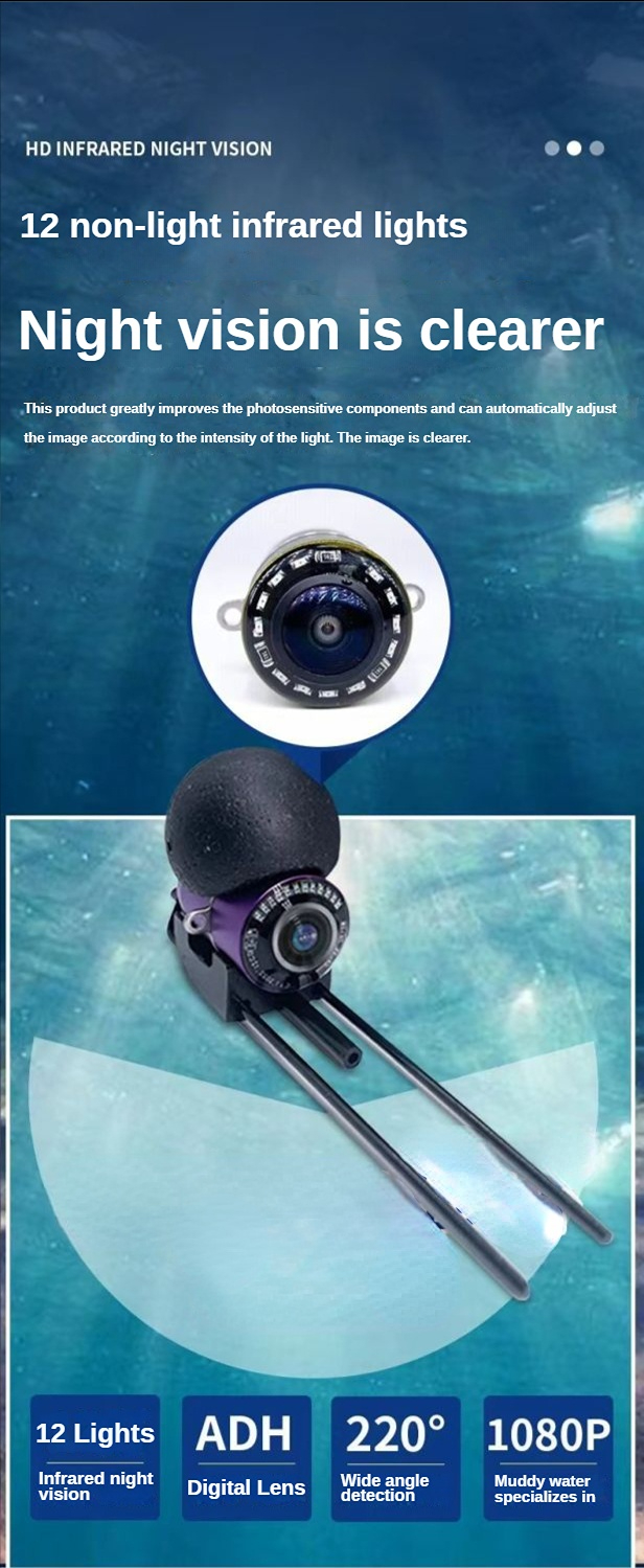 VZb Fish Finder LCD 5.0/4.3 Inch Display Underwater 220° Fishing Camera Waterproof IPS 1080P 9 Hours Endurance Night Vision