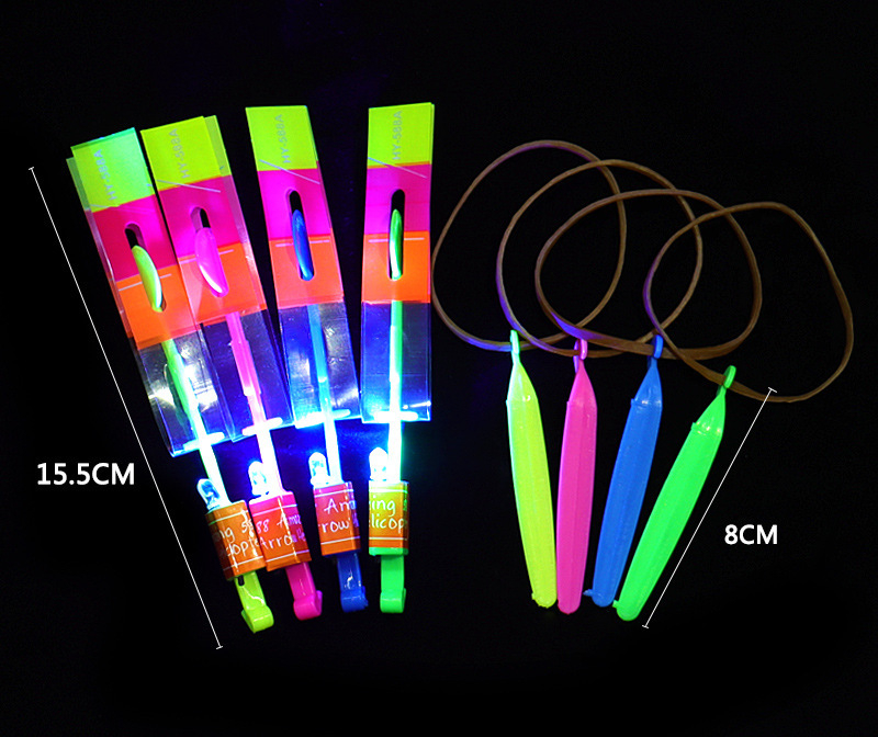 100Pcs/lot or 50pcs Amazing Light Toy Arrow Rocket Helicopter Flying Toy LED Light Toys Party Fun Gift Rubber Band Catapult