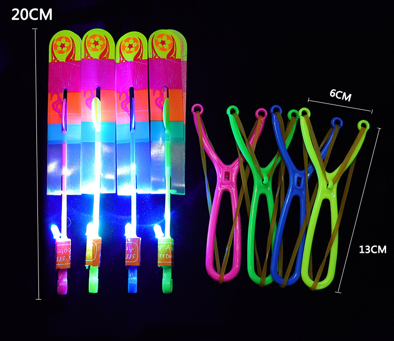 100Pcs/lot or 50pcs Amazing Light Toy Arrow Rocket Helicopter Flying Toy LED Light Toys Party Fun Gift Rubber Band Catapult