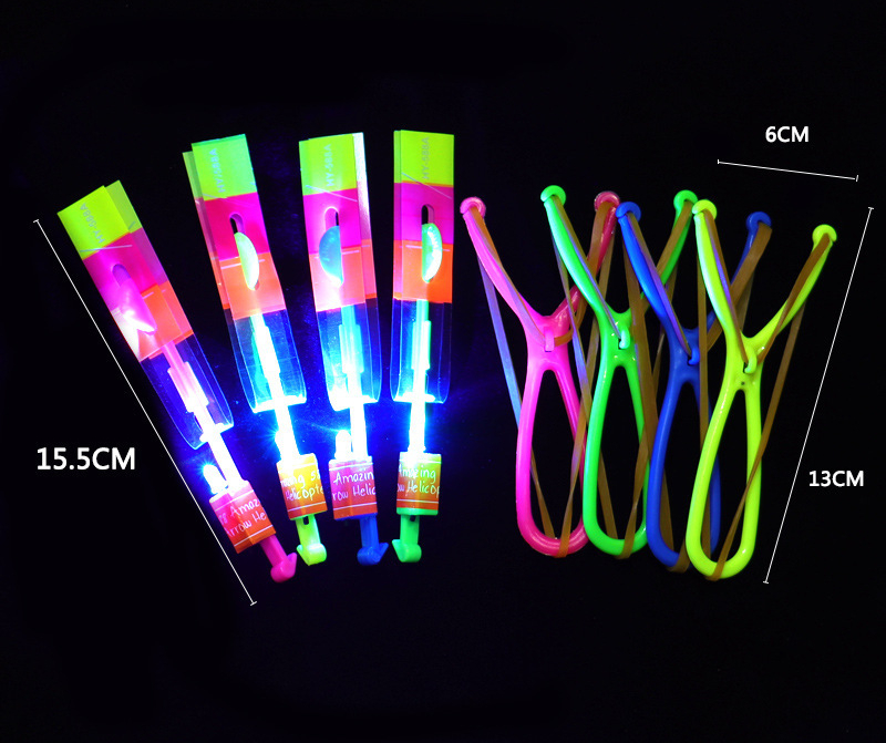 100Pcs/lot or 50pcs Amazing Light Toy Arrow Rocket Helicopter Flying Toy LED Light Toys Party Fun Gift Rubber Band Catapult