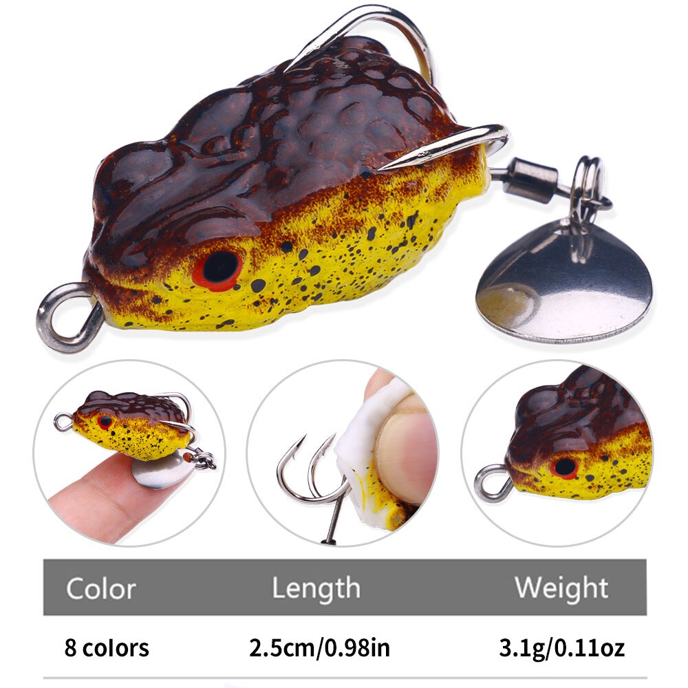 40PCS Frog Soft Fishing Lures Double Hooks Top water Ray Frog Artificial Minnow Crank Bait Silicone Artificial Wobbler