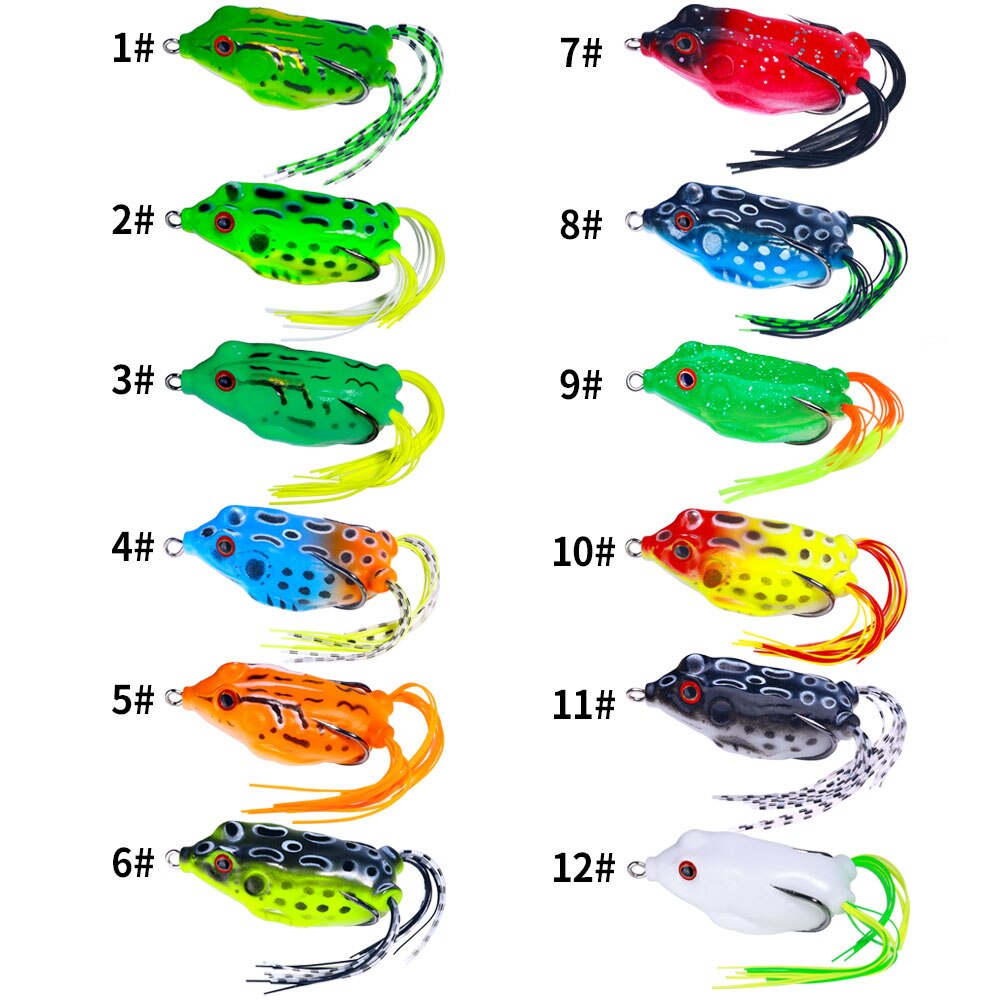 40PCS Frog Soft Fishing Lures Double Hooks Top water Ray Frog Artificial Minnow Crank Bait Silicone Artificial Wobbler