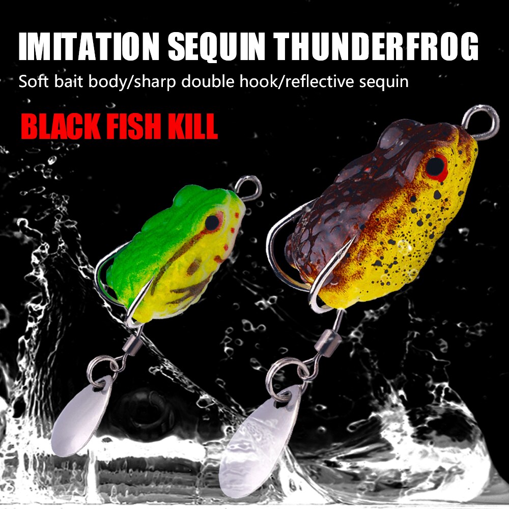 40PCS Frog Soft Fishing Lures Double Hooks Top water Ray Frog Artificial Minnow Crank Bait Silicone Artificial Wobbler