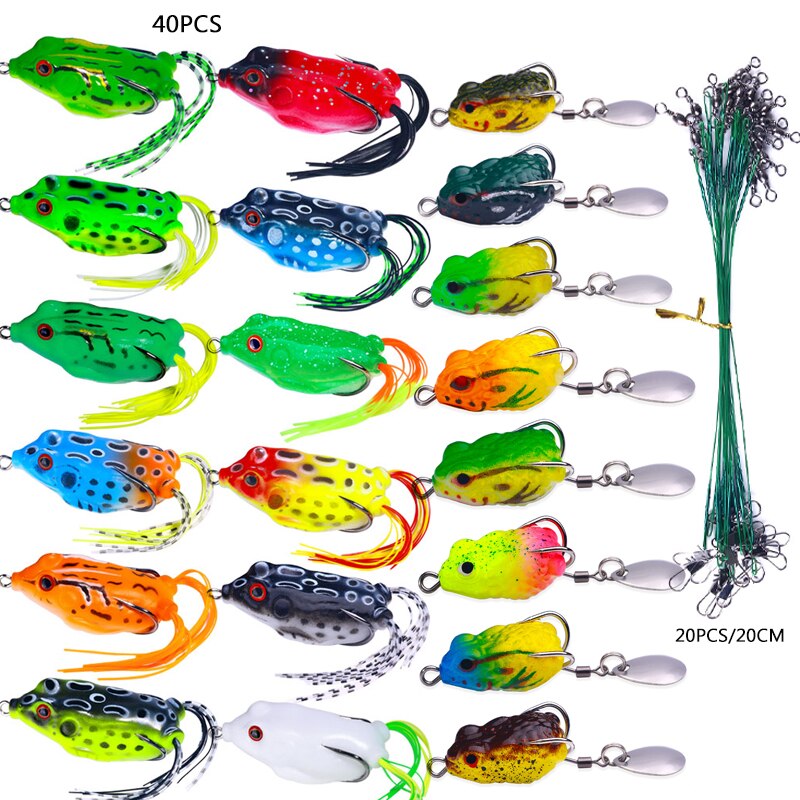 40PCS Frog Soft Fishing Lures Double Hooks Top water Ray Frog Artificial Minnow Crank Bait Silicone Artificial Wobbler 40PCS Frog Soft Fishing Lures Double Hooks Top water Ray Frog Artificial Minnow Crank Bait Silicone Artificial Wobbler