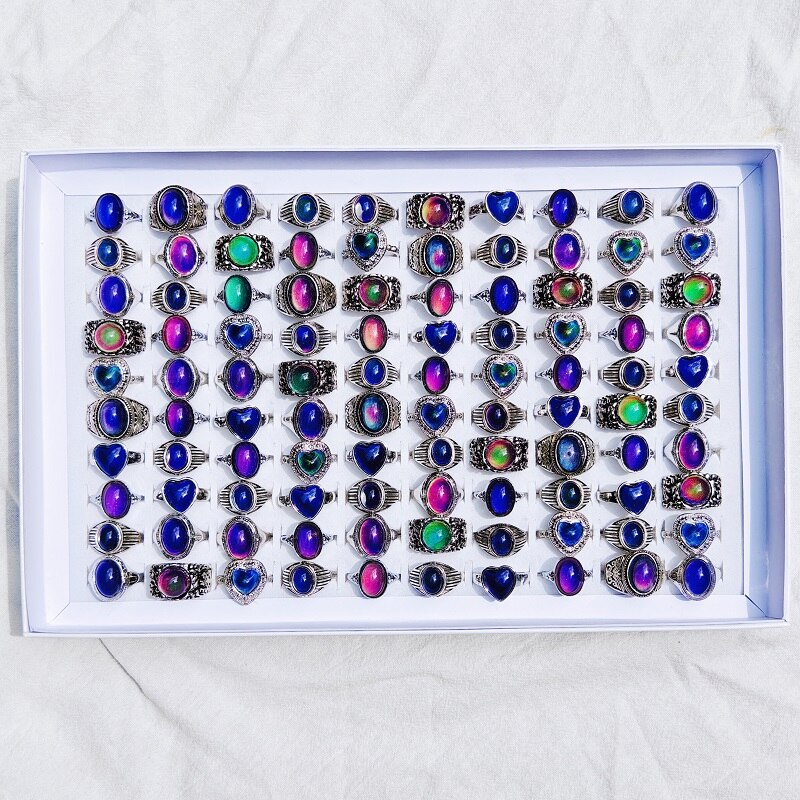 20/30Pcs/Lot Vintage Mood Rings for Men and Women Mixed Design Temperature Control Color Changing Ring  Jewelry Party Gift