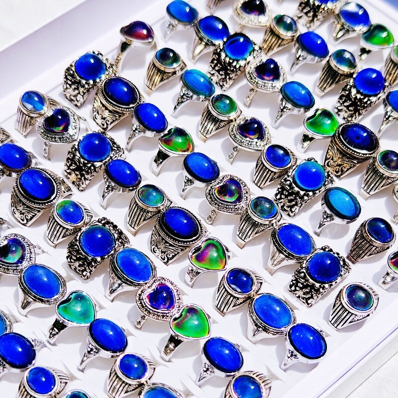 20/30Pcs/Lot Vintage Mood Rings for Men and Women Mixed Design Temperature Control Color Changing Ring  Jewelry Party Gift