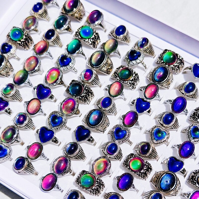 20/30Pcs/Lot Vintage Mood Rings for Men and Women Mixed Design Temperature Control Color Changing Ring Jewelry Party Gift 20/30Pcs/Lot Vintage Mood Rings for Men and Women Mixed Design Temperature Control Color Changing Ring Jewelry Party Gift