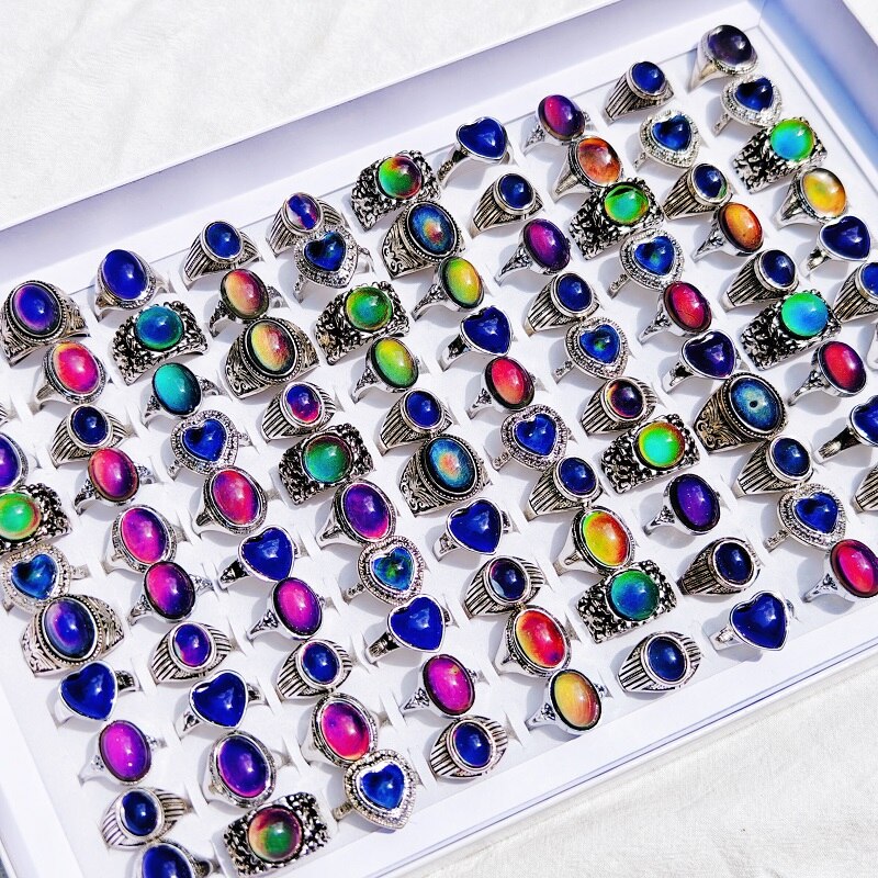 20/30Pcs/Lot Vintage Mood Rings for Men and Women Mixed Design Temperature Control Color Changing Ring Jewelry Party Gift 20/30Pcs/Lot Vintage Mood Rings for Men and Women Mixed Design Temperature Control Color Changing Ring Jewelry Party Gift