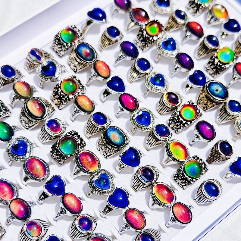 20/30Pcs/Lot Vintage Mood Rings for Men and Women Mixed Design Temperature Control Color Changing Ring  Jewelry Party Gift