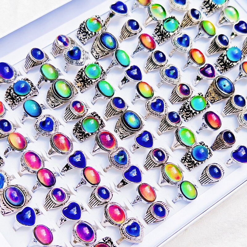 20/30Pcs/Lot Vintage Mood Rings for Men and Women Mixed Design Temperature Control Color Changing Ring  Jewelry Party Gift