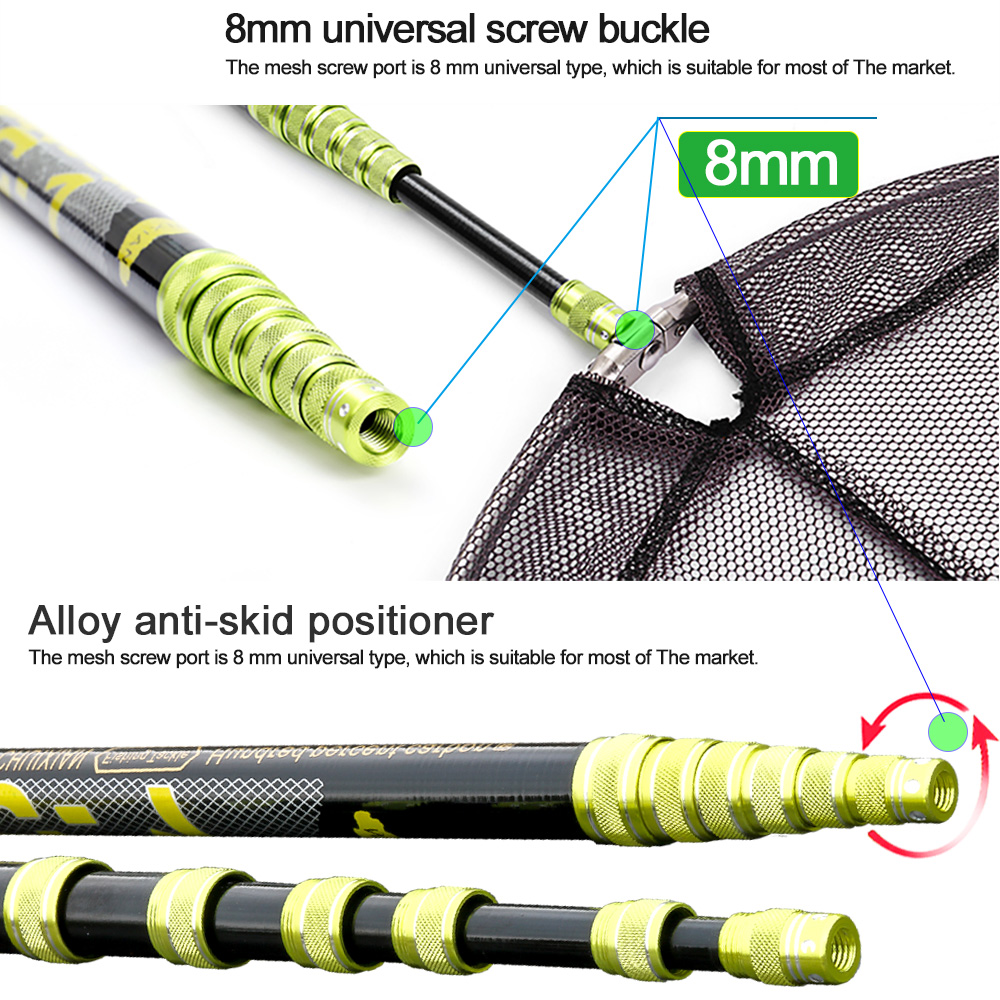 BAKAWA Fishing Net Telescoping Foldable Landing Net Pole Lightweight Carp Carbon Folding Sea Hand Dip Net 3M/4M/2.1M Tackle