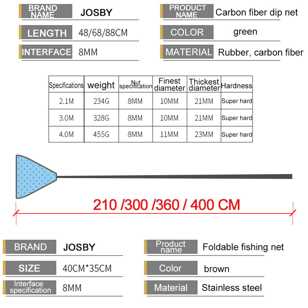 BAKAWA Fishing Net Telescoping Foldable Landing Net Pole Lightweight Carp Carbon Folding Sea Hand Dip Net 3M/4M/2.1M Tackle