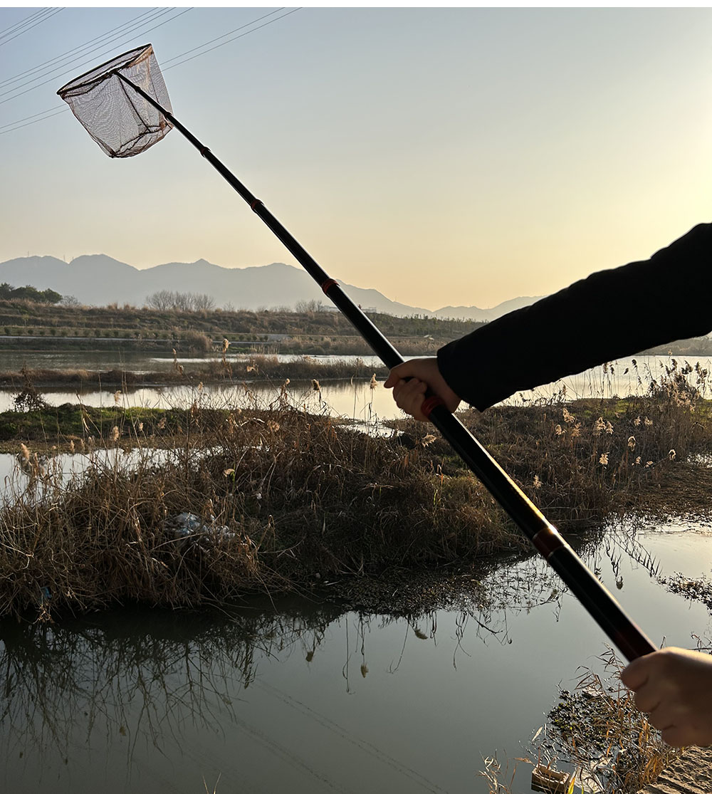 BAKAWA Fishing Net Telescoping Foldable Landing Net Pole Lightweight Carp Carbon Folding Sea Hand Dip Net 3M/4M/2.1M Tackle