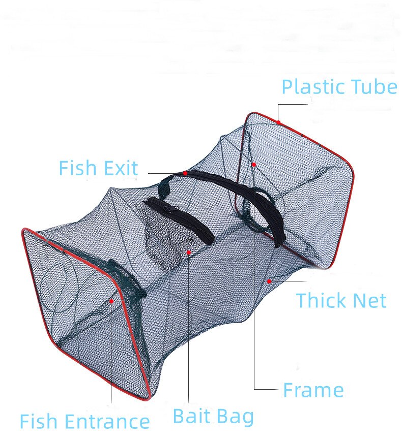 Shrimp Fish Trap Telescopic Folding Fishing Net Mesh Fishnet Cage with Feeder Creel Fordable Carpfishing Crayfish Catcher