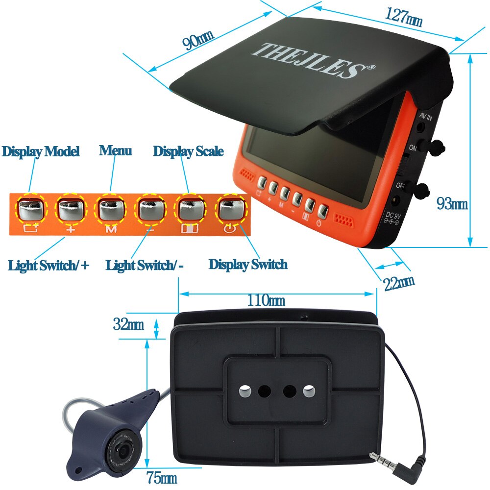 7HBS Video Fish Finder 4.3 Inch IPS LCD Screen Camera Kit For Winter Underwater Ice Fishing Manual Backlight Boy/Men's Gift